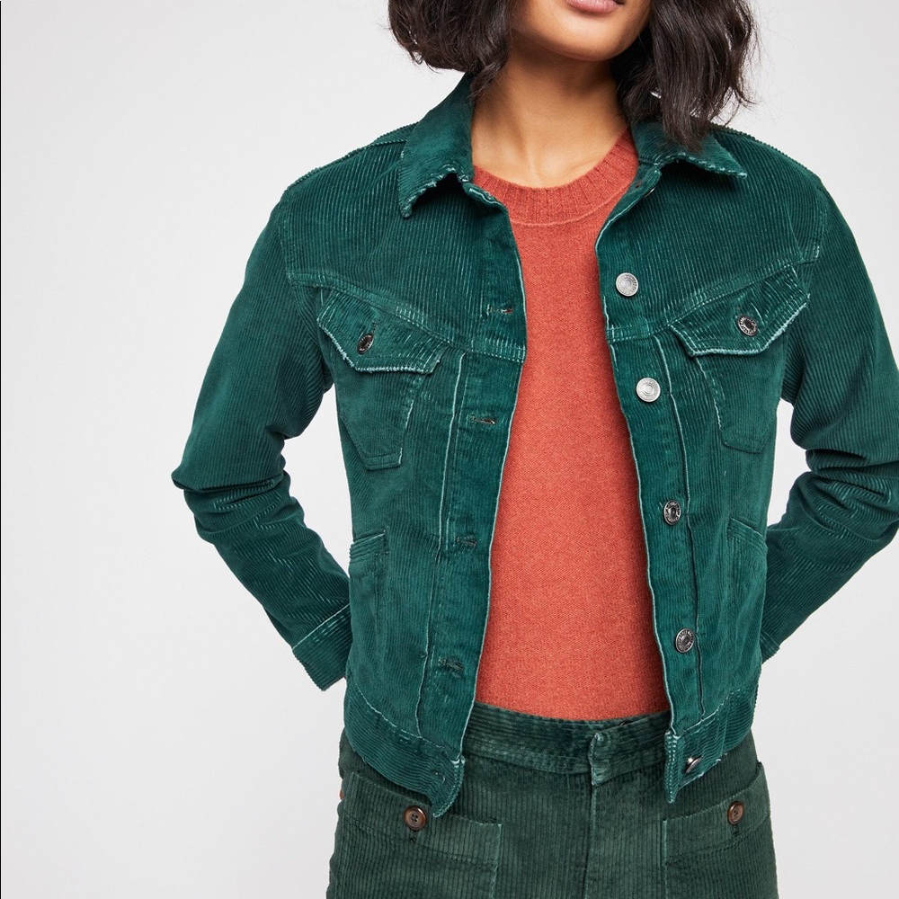 Free People Green Corduroy Jacket